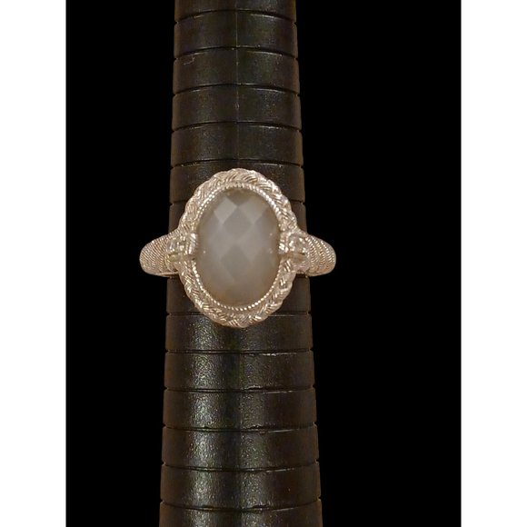 Judith Ripka 925 Sterling Silver Oval Natural Stone Size 9.75 Statement Ring - Picture 2 of 8